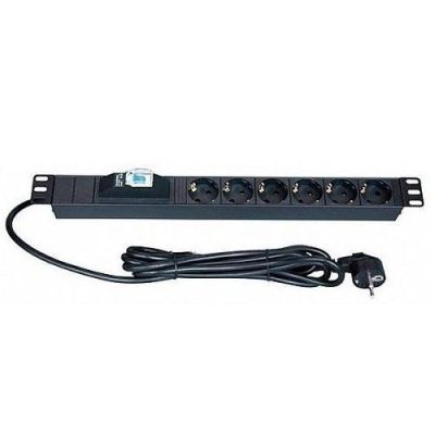 Розетка Schuko MIRSAN Group PDU 6XDIN49440, алюминиевый корпус 1U, переключение ВКЛ / ВЫКЛ, вилка DIN 49441