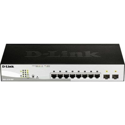 Коммутатор D-Link DGS-1210-08P/E 8x1GE PoE, 2xSFP