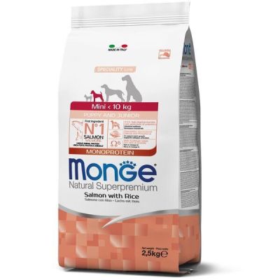 Корм Monge Mini Puppy & Junior Salmone сухой с лососем для щенят и юниоров малых пород 2.5 кг