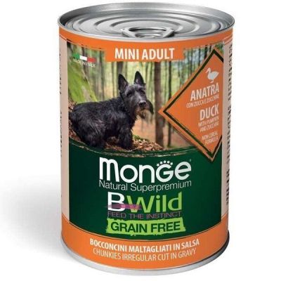 Влажный корм для собак Monge Dog Wet Be Wild Mini Adult утка, тыква и цуккини, 400