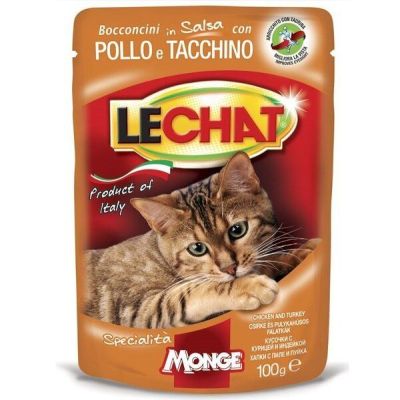Влажный корм для кошек Monge LeChat Wet Adult курица с индейкой 100 г.