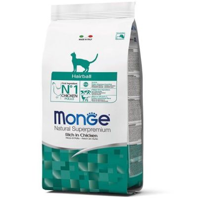 Сухой корм для кошек всех пород Monge Cat Hairball со вкусом курицы, кукурузы и риса 1.5 кг