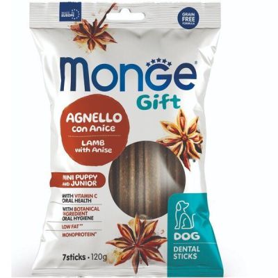 Лакомство для щенков Monge Gift Dog Puppy and Junior Mini ягненок с анисом 120 г