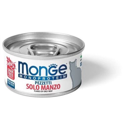 Влажный корм для кошек Monge Cat Monoprotein мясные хлопья из говядины, 80 г