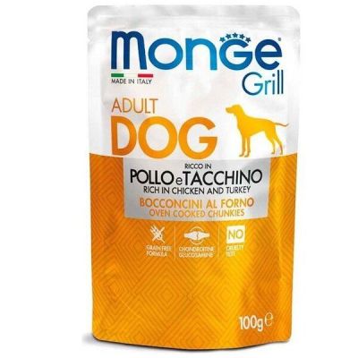 Влажный корм для собак Monge Dog Grill курица с индейкой, 100 г