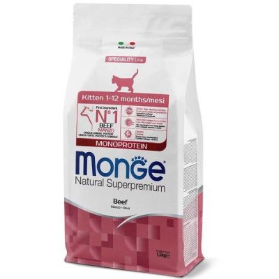 Сухой корм для котят Monge Cat Kitten с говядиной 1.5 кг