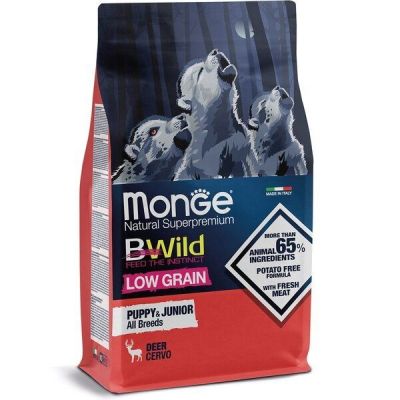 Сухой корм для щенков Monge Dog Be Wild Low Grain с олениной, 2,5 кг