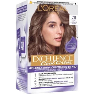 Устойчивая краска для волос L'Oreal Paris Excellence Cool Creme 7.11 Ультрапепельный русый