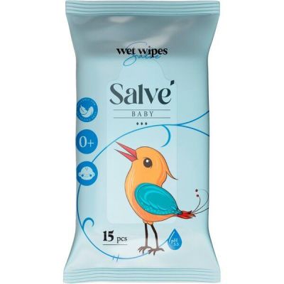 Салфетки влажные детские Salve синие 15шт