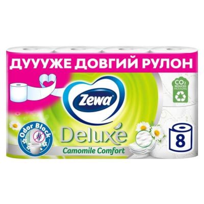 Туалетная бумага Zewa Deluxe Ромашка белая 8 шт