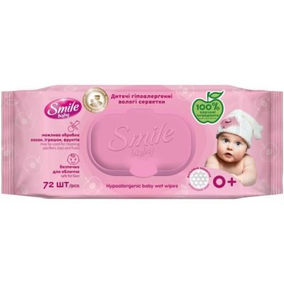 Салфетки влажные Smile baby для младенцев 72шт