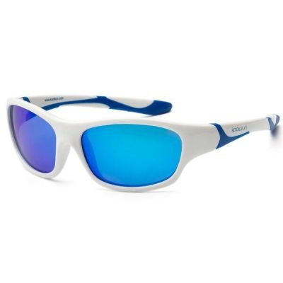 Детские солнцезащитные очки Koolsun Sport бело-голубые (Размер 6+) (KS-SPWHSH006)