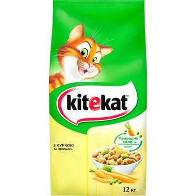 Сухой корм для взрослых кошек KiteKat с курицей и овощами 12кг