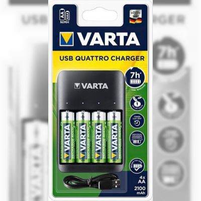 Зарядное устройство Varta Value USB Quattro Charger + Аккумулятор NI-MH AA 2100 мАч, 4 шт. (57652101451)