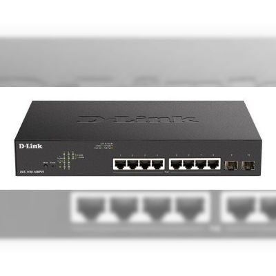 Коммутатор D-Link DGS-1100-10MPV2 8xGE PoE 2xSFP, 130Вт, EasySmart (DGS-1100-10MPV2)
