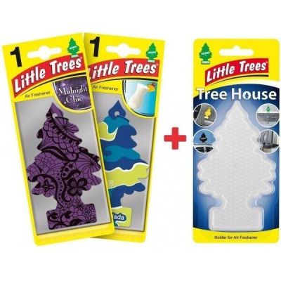 Ароматизатор воздуха Little Trees Автоледи (Пина Колада, Ночной Шик, держатель Tree House прозрачный) (78028set)