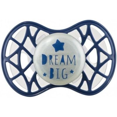 Пустышка симметрическая Nuvita NV7085 Air55 Cool 6m+ "DREAM BIG" светящаяся в темноте, темно-синяя (NV7085GBM)