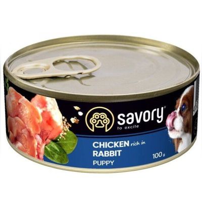 Влажный корм для щенков Savory с кроликом 100г
