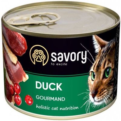 Влажный корм для котов Savory Adult для привередливых котов Утка 200г