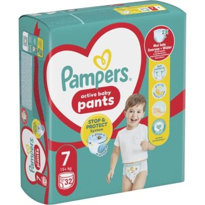 PAMPERS Детские одноразовые подгузники-трусики Pants Giant Plus (17+ кг) Макси 32шт