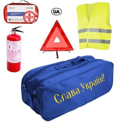 Набор автомобилиста Poputchik Евроcтандарт Слава Україні Синий (01-205-IS)