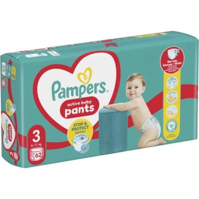 PAMPERS Детские одноразовые подгузники-трусики Pants Midi (6-11кг) Джамбо 62шт