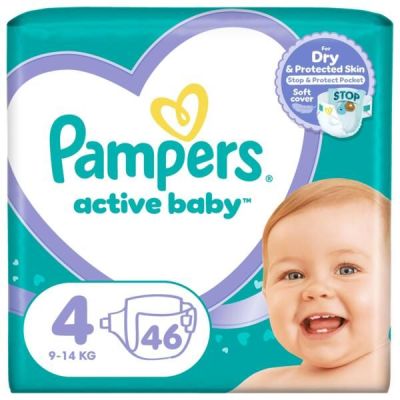 PAMPERS Детские одноразовые подгузники Active Baby Maxi (9-14 кг) 46шт