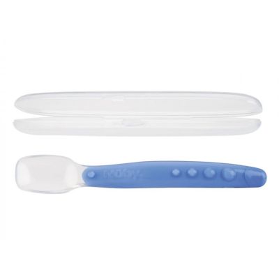 Силіконова ложка з контейнером Nuby синя (5555/5555blu)