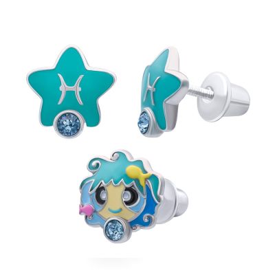 Сережки UmaUmi Риби з аквамариновим талісманом (2210000015463)