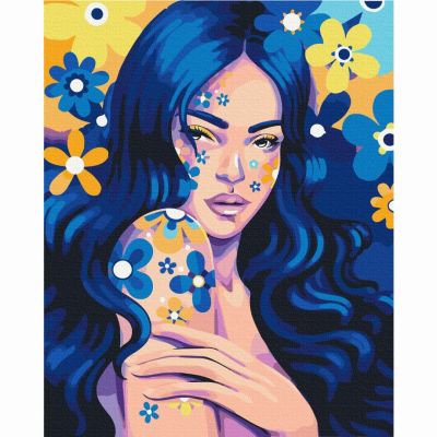 Картина за номерами Brushme Дівчина індиго (BS53734)
