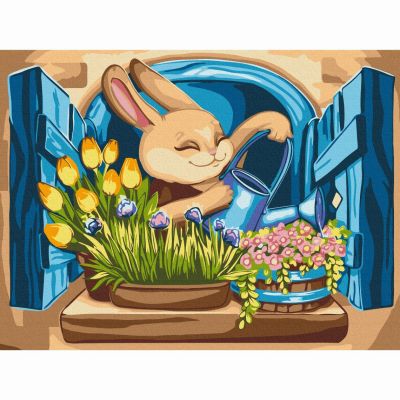 Картина за номерами Brushme Зайчик флорист (KBS0139)