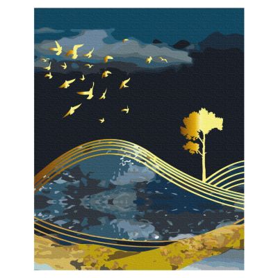 Картина за номерами Brushme Птахи ночі з золотою фарбою (BS53042)