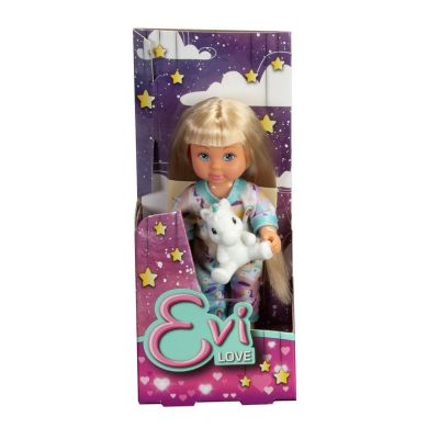Лялька Steffi & Evi Love Eвi у пiжамi з єдинорогом Блакитна піжама (5733685/1)