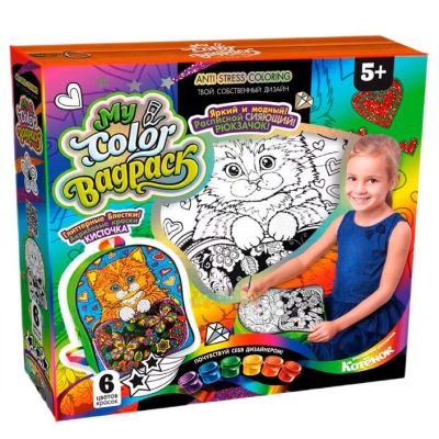 Набір для розфарбовування Danko toys My color bagpack Рюкзак-розмальовка котик (CBP-01-05)