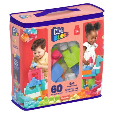 Конструктор Mega Bloks рожевий у мішку 60 деталей (DCH54)