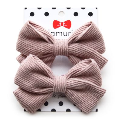 Бантики Glamurino Tina мікровельвет бежева пудра 2 шт (2112.14)