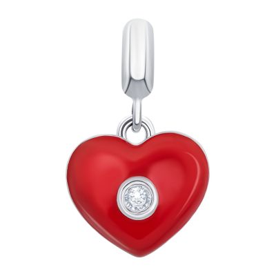 Кулон UmaUmi Серденько з червоною емаллю та фіанітом (2210000018860)