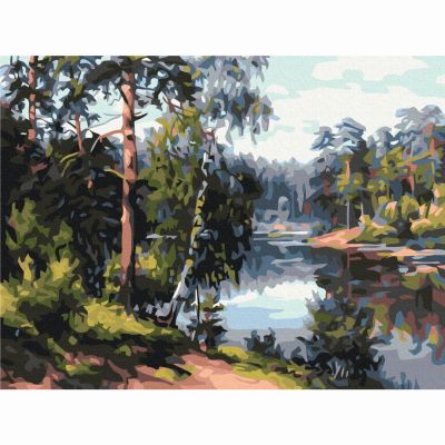 Картина за номерами Brushme Мальовниче озеро в лісі (RBS51969)