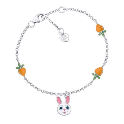 Браслет UmaUmi Зайчик з морквою із біло-рожевою та помаранчевою емаллю (2210000018983)