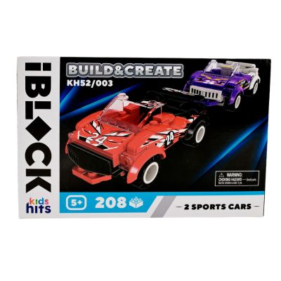 Конструктор IBLOCK Kids hits Дві спортивні машини 208 деталей (KH52/003)