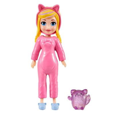 Ігровий набір Polly Pocket Стильний гардероб модниці блондинка та фіолетовий кіт (HKV88/HRD60)