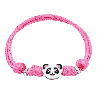 Браслет на шнурку UmaUmi Панда з біло-чорною та рожевою емаллю (2210000018303)