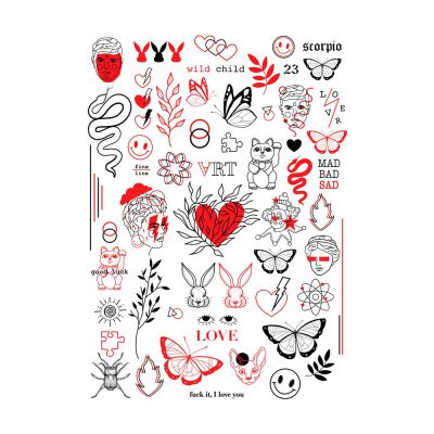 Набір тату для тіла Arley Sign Чорно червона еклектика (1412)