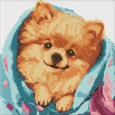 Алмазна мозаїка Ідейка Щасливий шпіц 30 х 30 см (AMO7781)