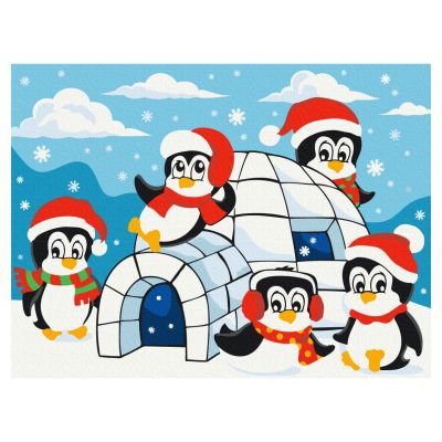 Картина за номерами Brushme Хатинка пінгвінів (KBS0147)