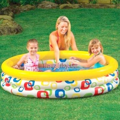 Басейн надувний Квадратики круглий 3 секції ремкомплект у кор 147х33 см (58439)