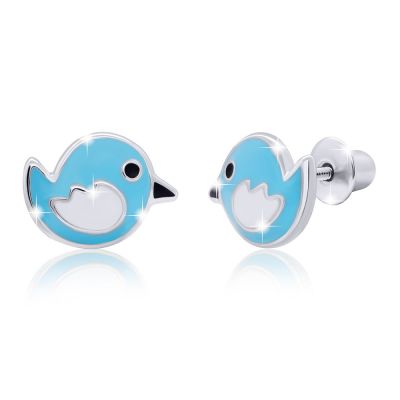 Сережки UmaUmi Пташка блакитні 12 мм (8511273599563)