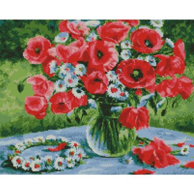 Алмазна мозаїка Brushme Маки і віночок з ромашок (DBS1076)