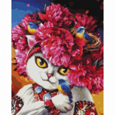 Алмазна мозаїка Brushme Квітуча киця (DBS1035)