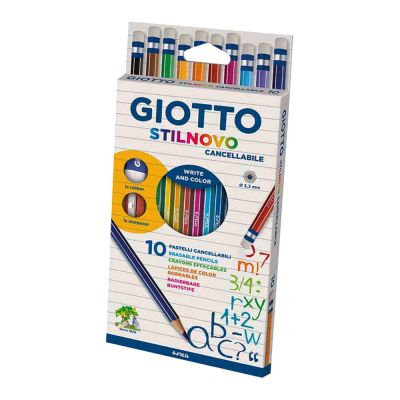 Олівці кольорові Fila Giotto Stilnovo cancellabile 10 кольорів із чинкою та ластиком (25680000)